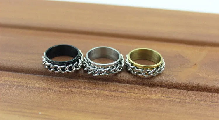 Rotating Braided Chain Spinner Ring