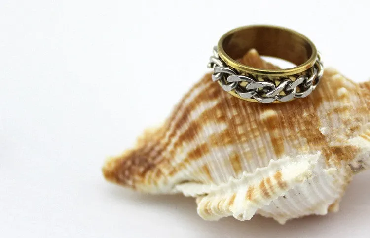 Rotating Braided Chain Spinner Ring