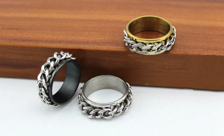 Rotating Braided Chain Spinner Ring