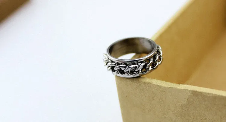 Rotating Braided Chain Spinner Ring
