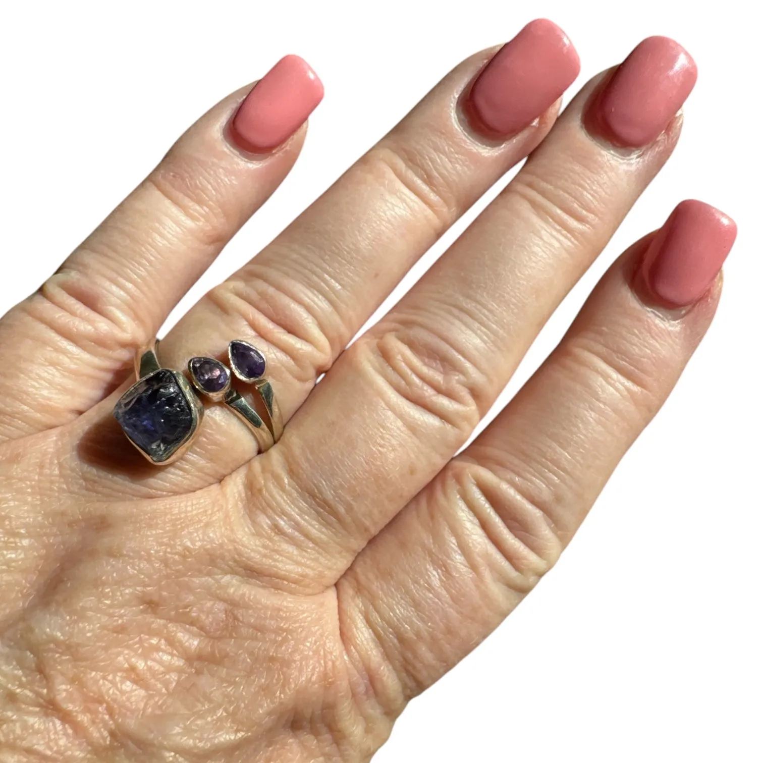 Rough Amethyst Solid 925 Sterling Silver Ring adjustable