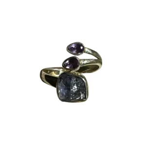 Rough Amethyst Solid 925 Sterling Silver Ring adjustable