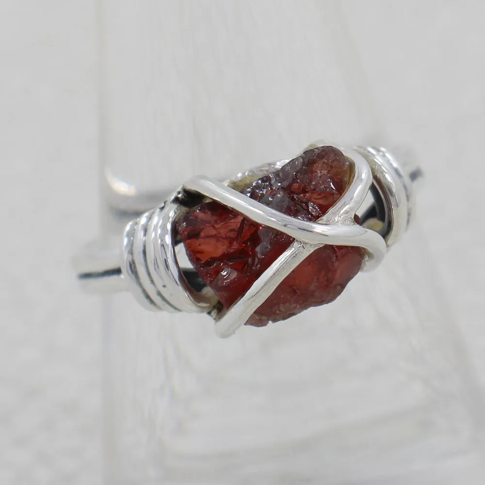 Rough Peridot Wire Wrapped Ring in 925 Sterling Silver