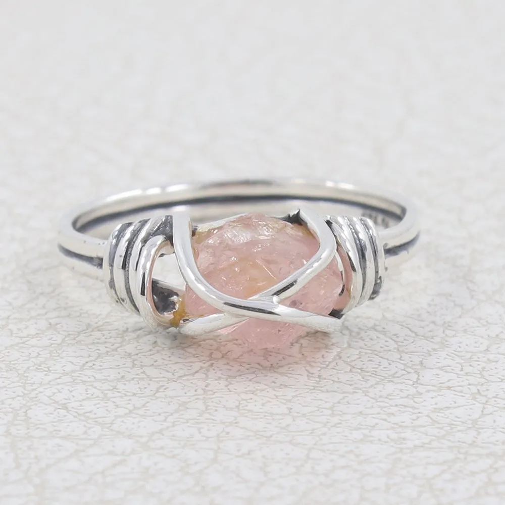Rough Peridot Wire Wrapped Ring in 925 Sterling Silver