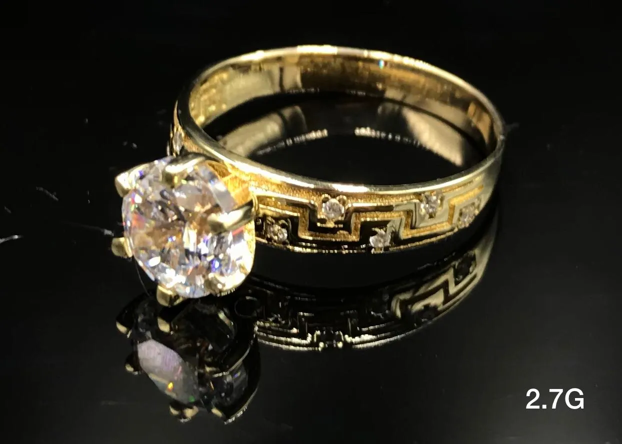 Round CZ ring 10K Solid Gold