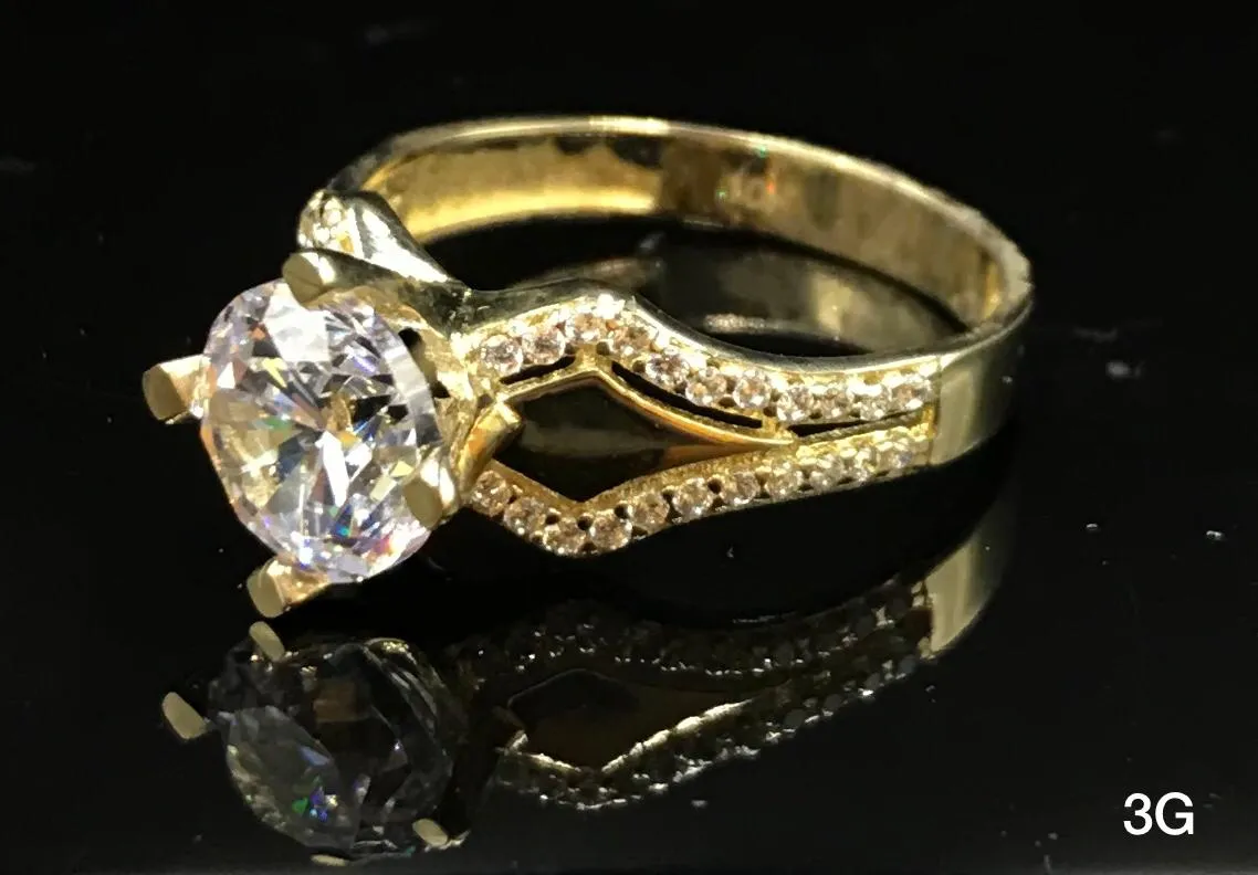 Round CZ ring 10K Solid Gold
