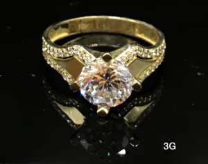 Round CZ ring 10K Solid Gold