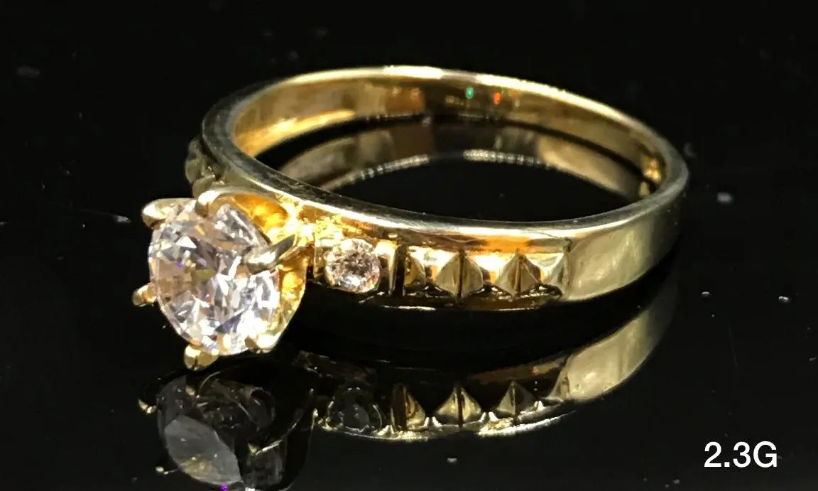 Round CZ ring 10K Solid Gold
