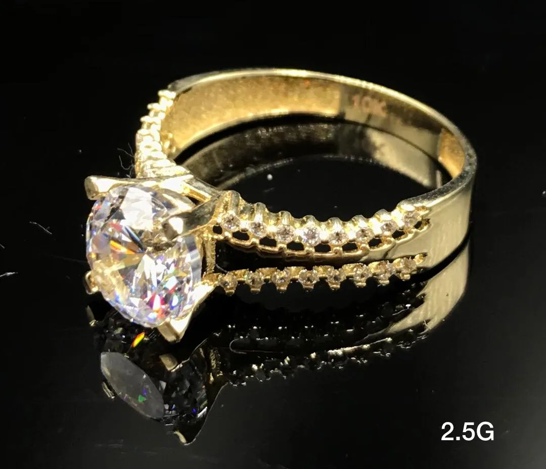 Round CZ ring 10K Solid Gold