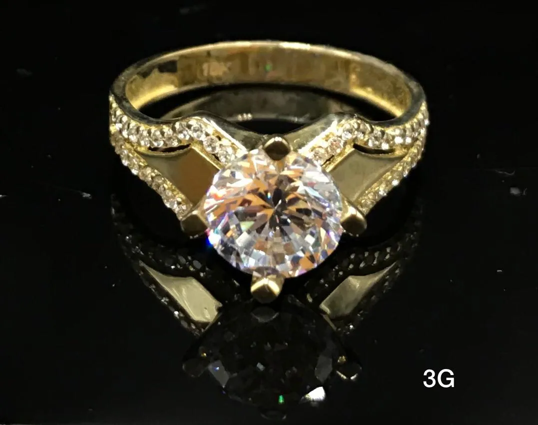 Round CZ ring 10K Solid Gold