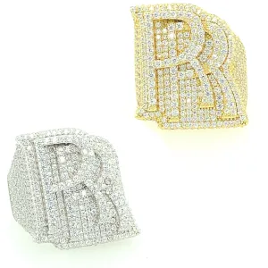 RR Rolls Royce Sterling Silver Ring Simulated Diamonds