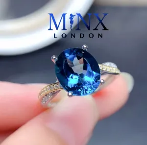 Sapphire Blue Diamond Ring | Blue Diamond Engagement Ring | Sapphire Blue Ring | Blue Wedding Ring | Blue Diamond Rings | Blue Gemstone Ring