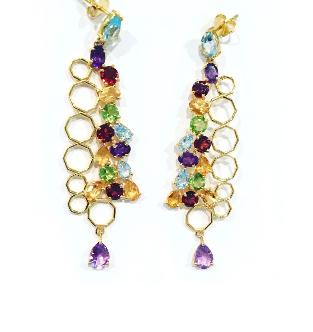 SemiPrecious Multi Stone Drop Earrings