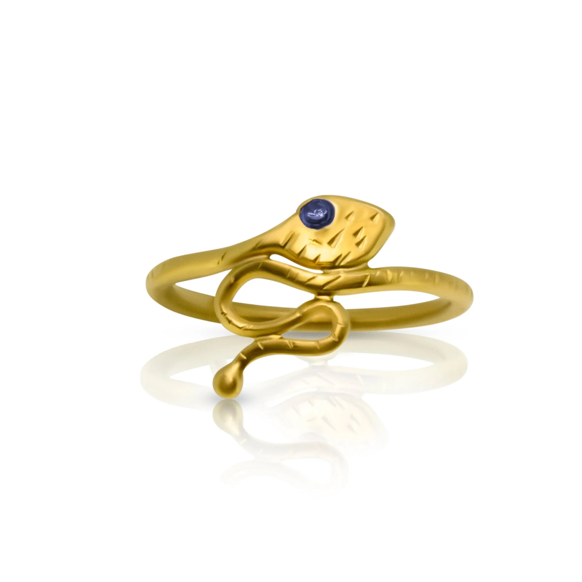 Serpents with Jeweled Eyes - 22 Karat Gold Ring