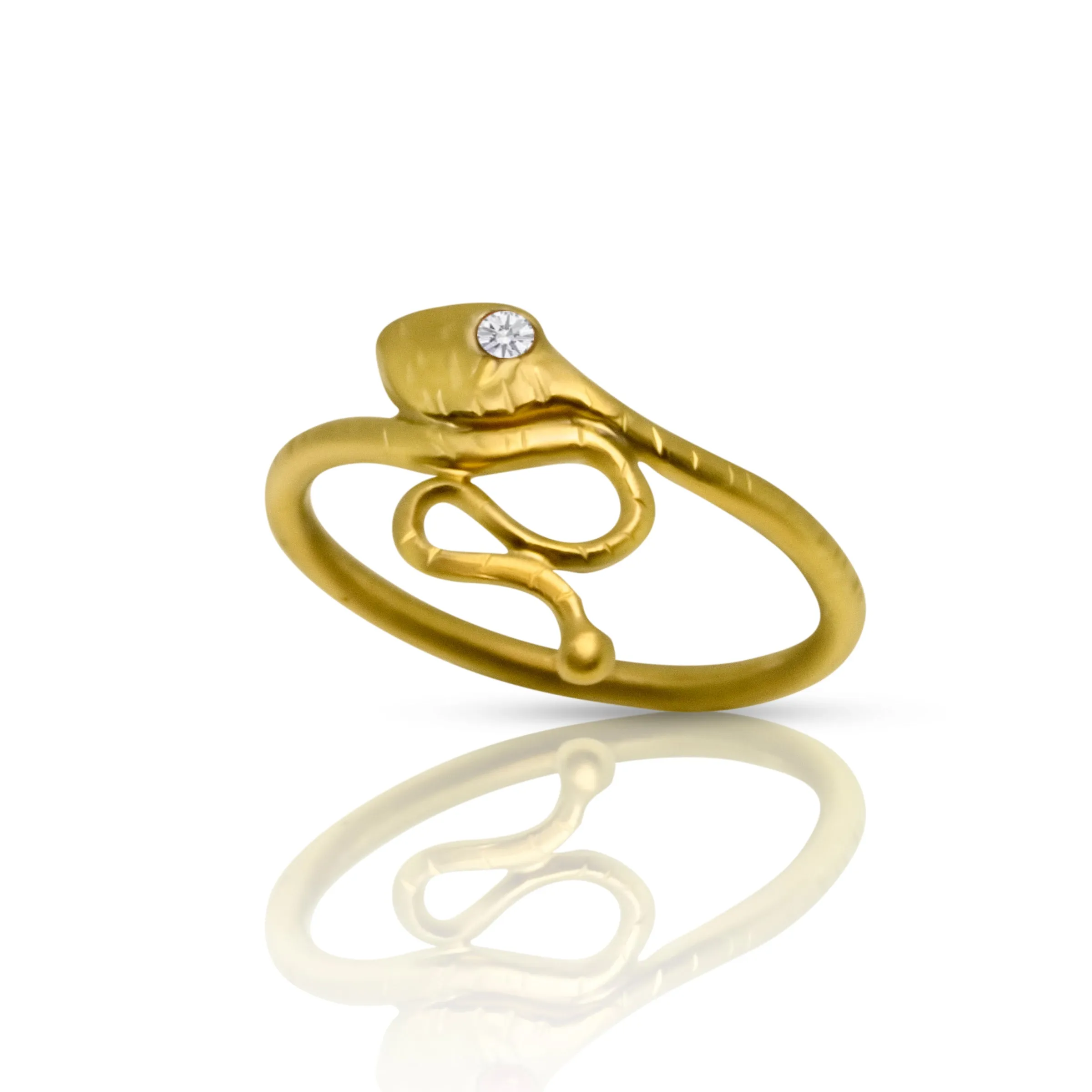 Serpents with Jeweled Eyes - 22 Karat Gold Ring