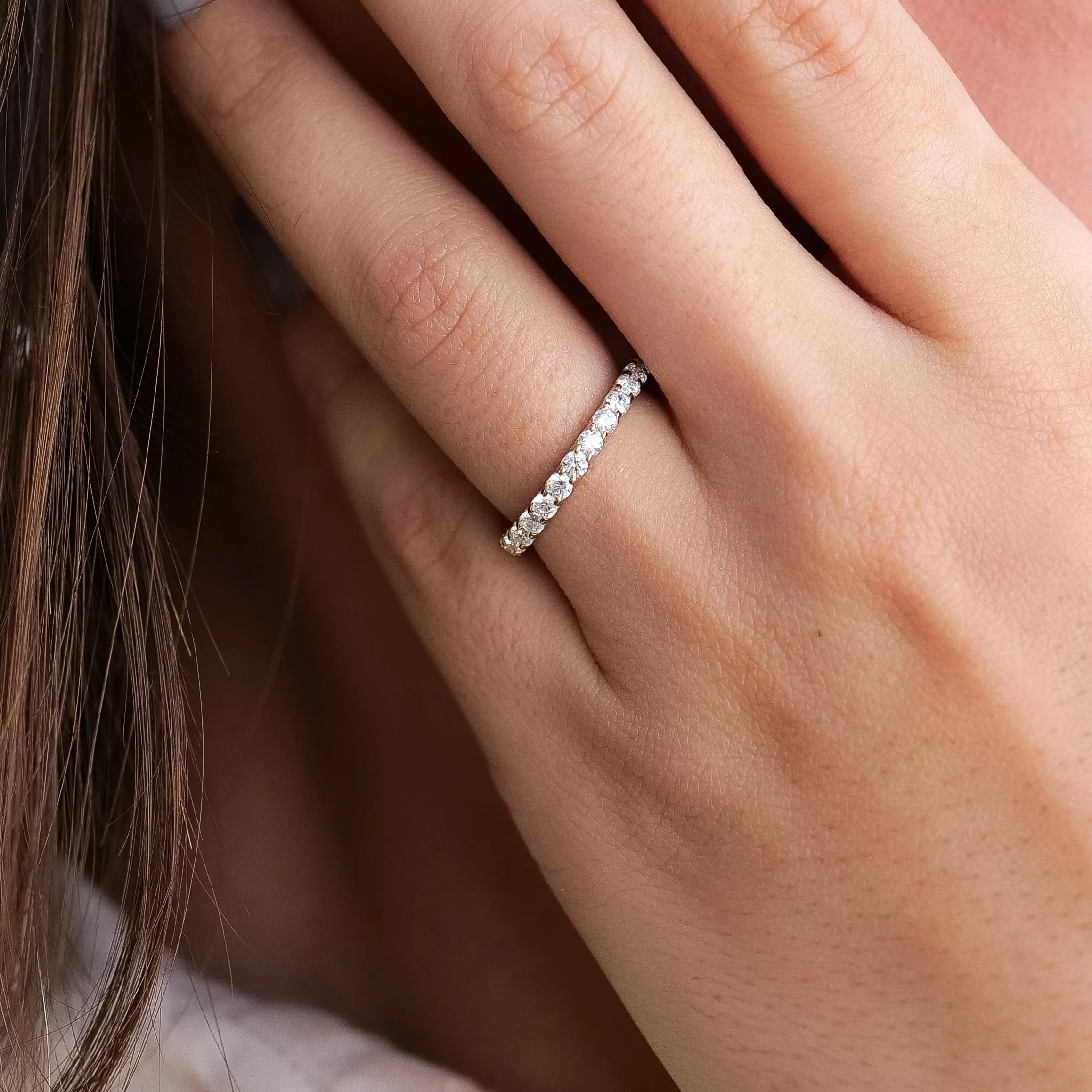 Shared Prong Round Diamond Eternity Wedding Band 2.7mm
