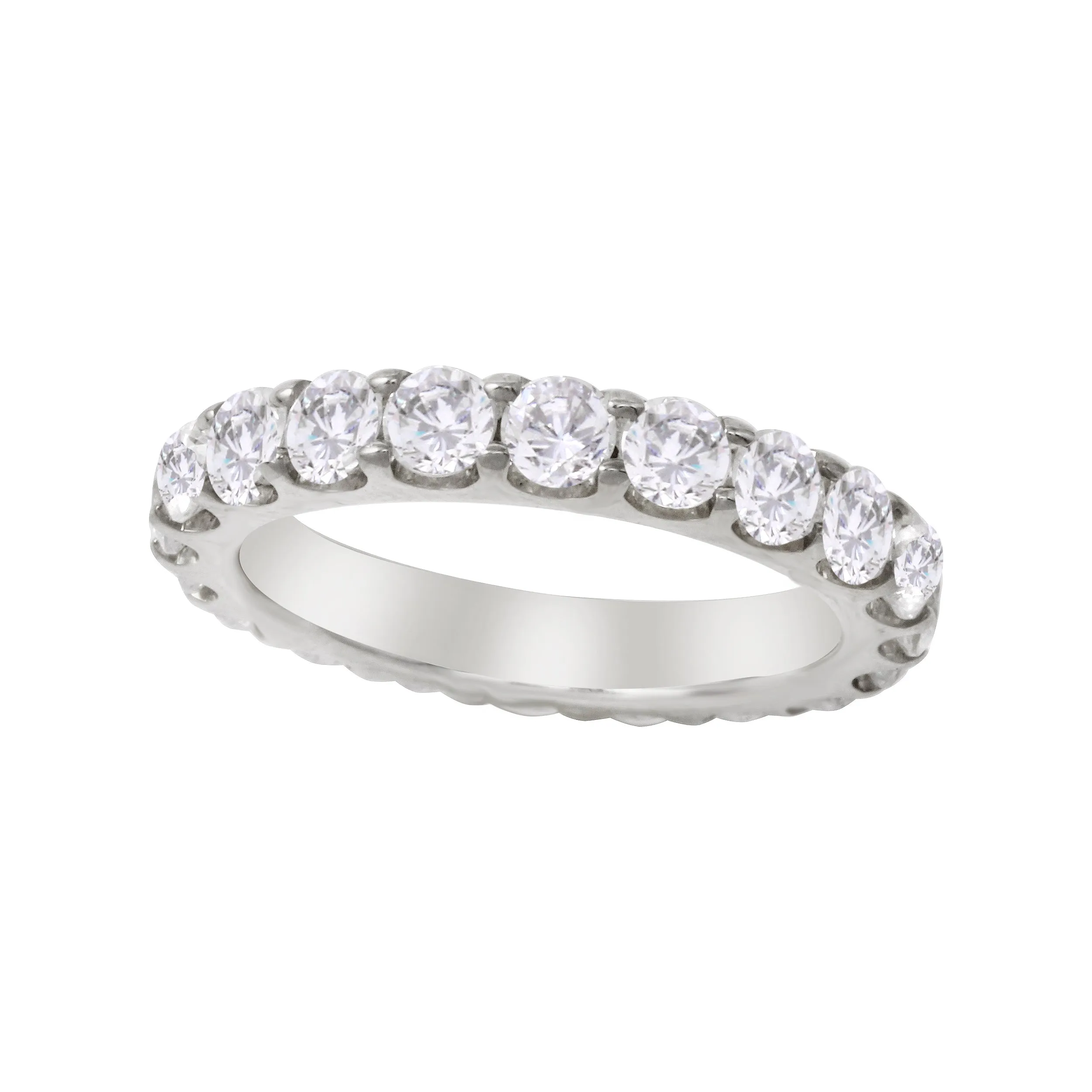 Shared Prong Round Diamond Eternity Wedding Band 3.2mm
