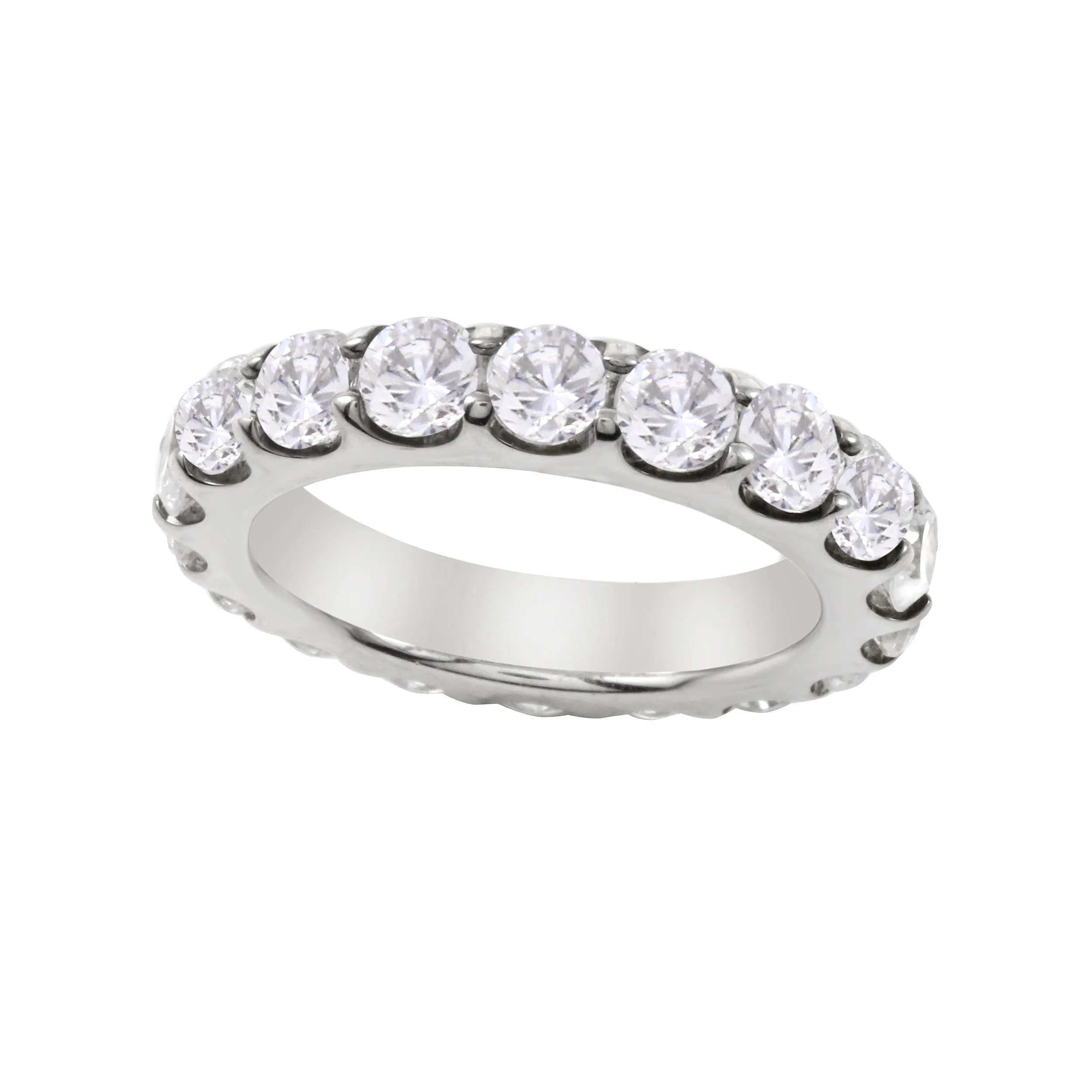 Shared Prong Round Diamond Eternity Wedding Band 3.8mm