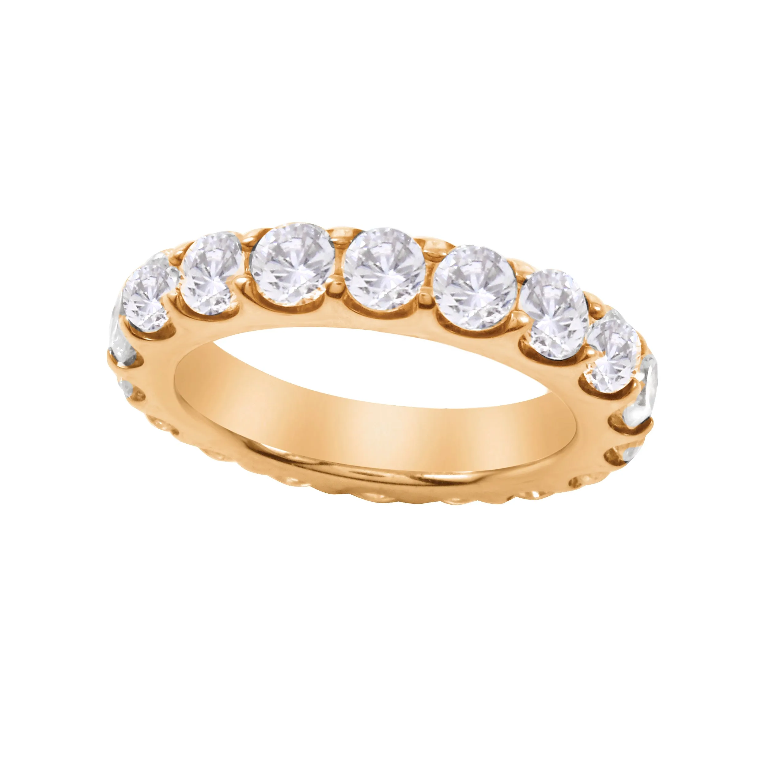 Shared Prong Round Diamond Eternity Wedding Band 3.8mm