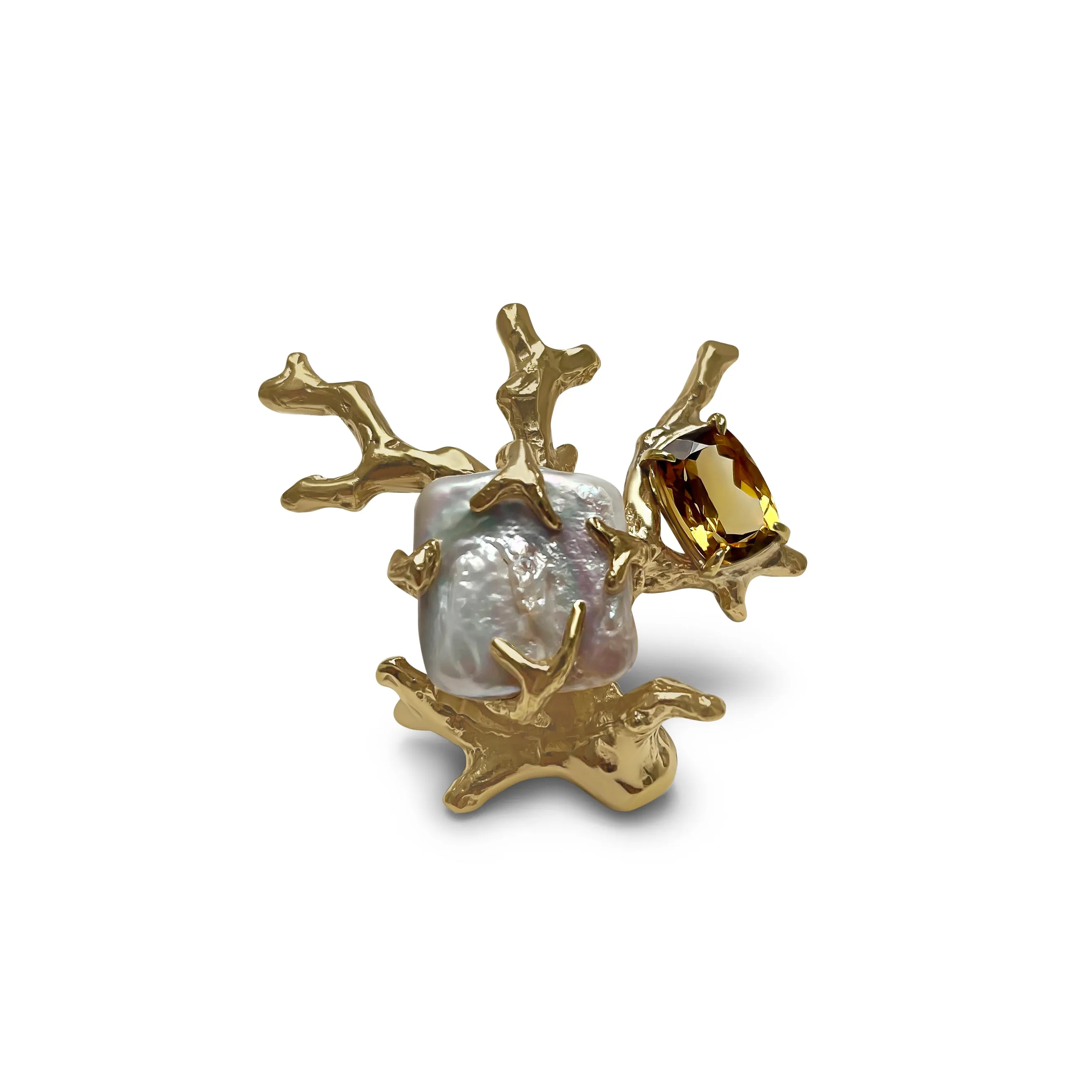 Signature Coral Ring 2.0 with Dark Citrine