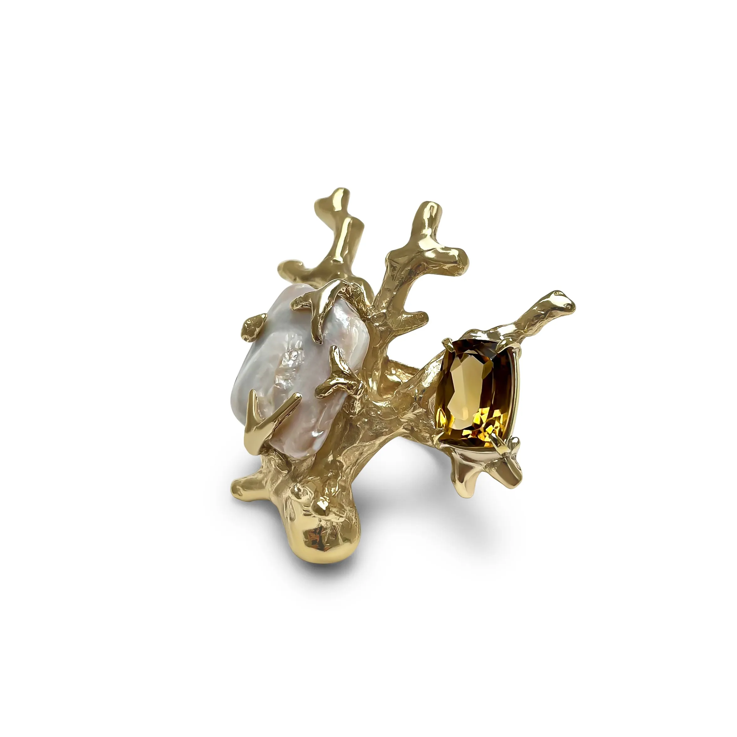 Signature Coral Ring 2.0 with Dark Citrine