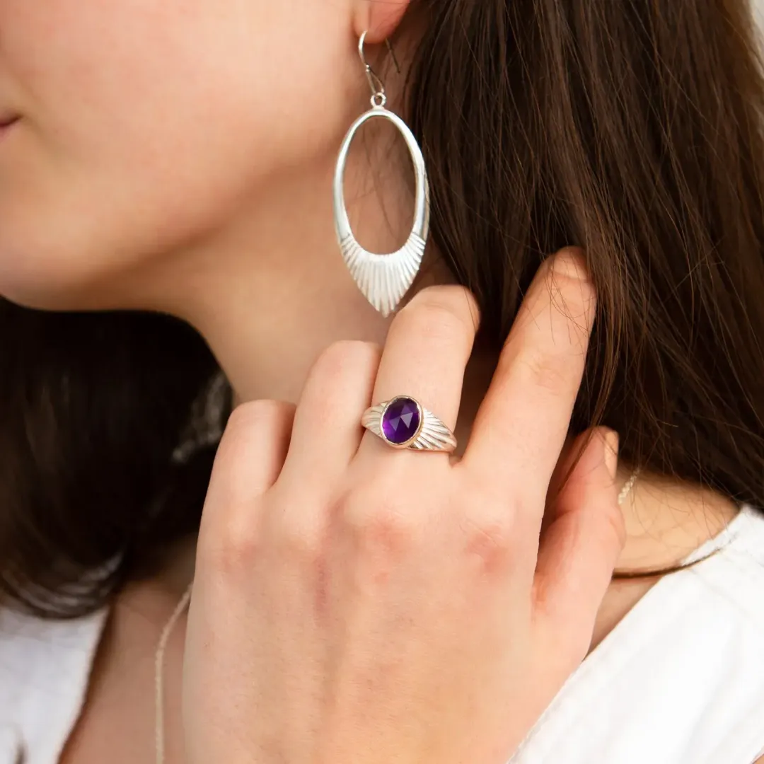 Silver Amethyst Calista Ring