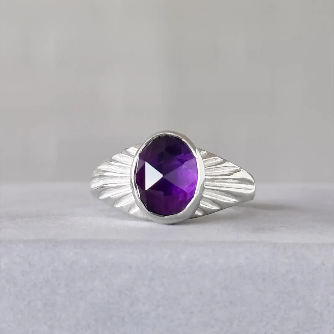 Silver Amethyst Calista Ring