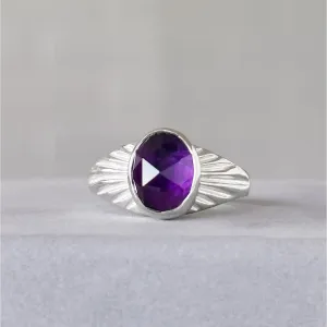 Silver Amethyst Calista Ring