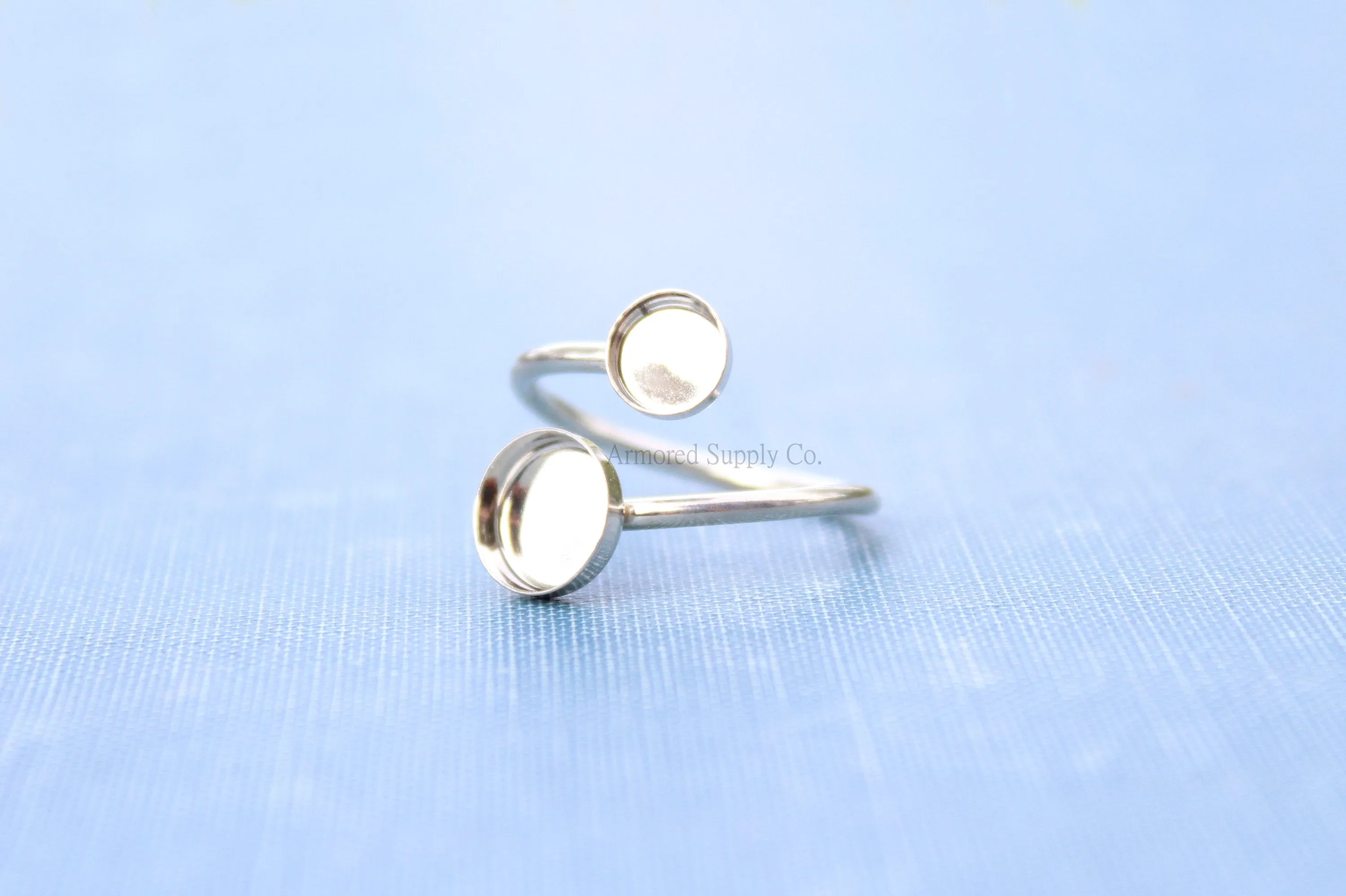 Silver Double Bezel Bypass Adjustable Bezel Cup Ring blank