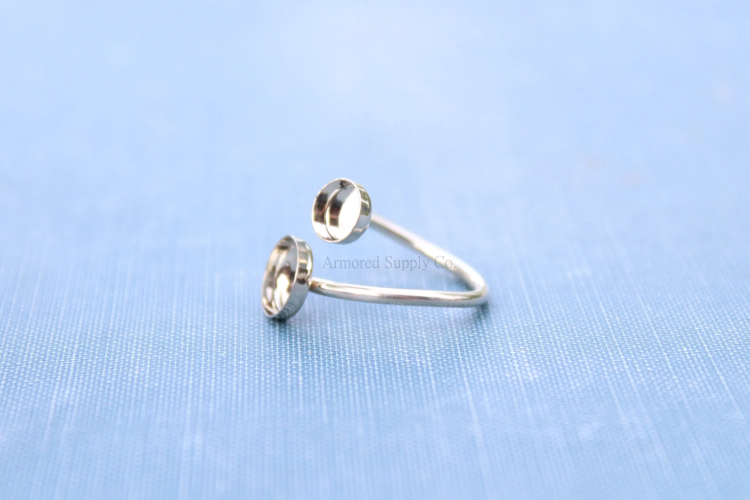 Silver Double Bezel Bypass Adjustable Bezel Cup Ring blank