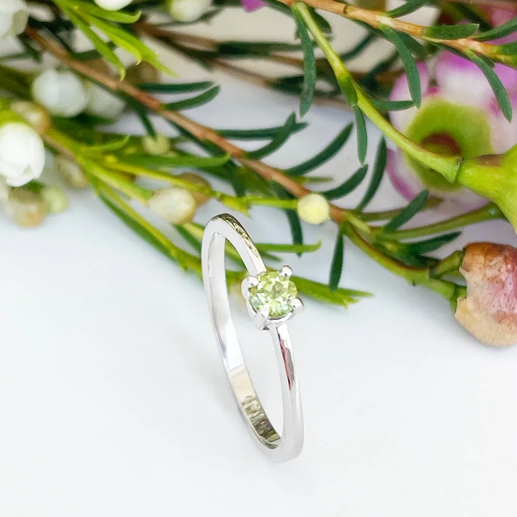 Silver Petite Solitaire Peridot Ring