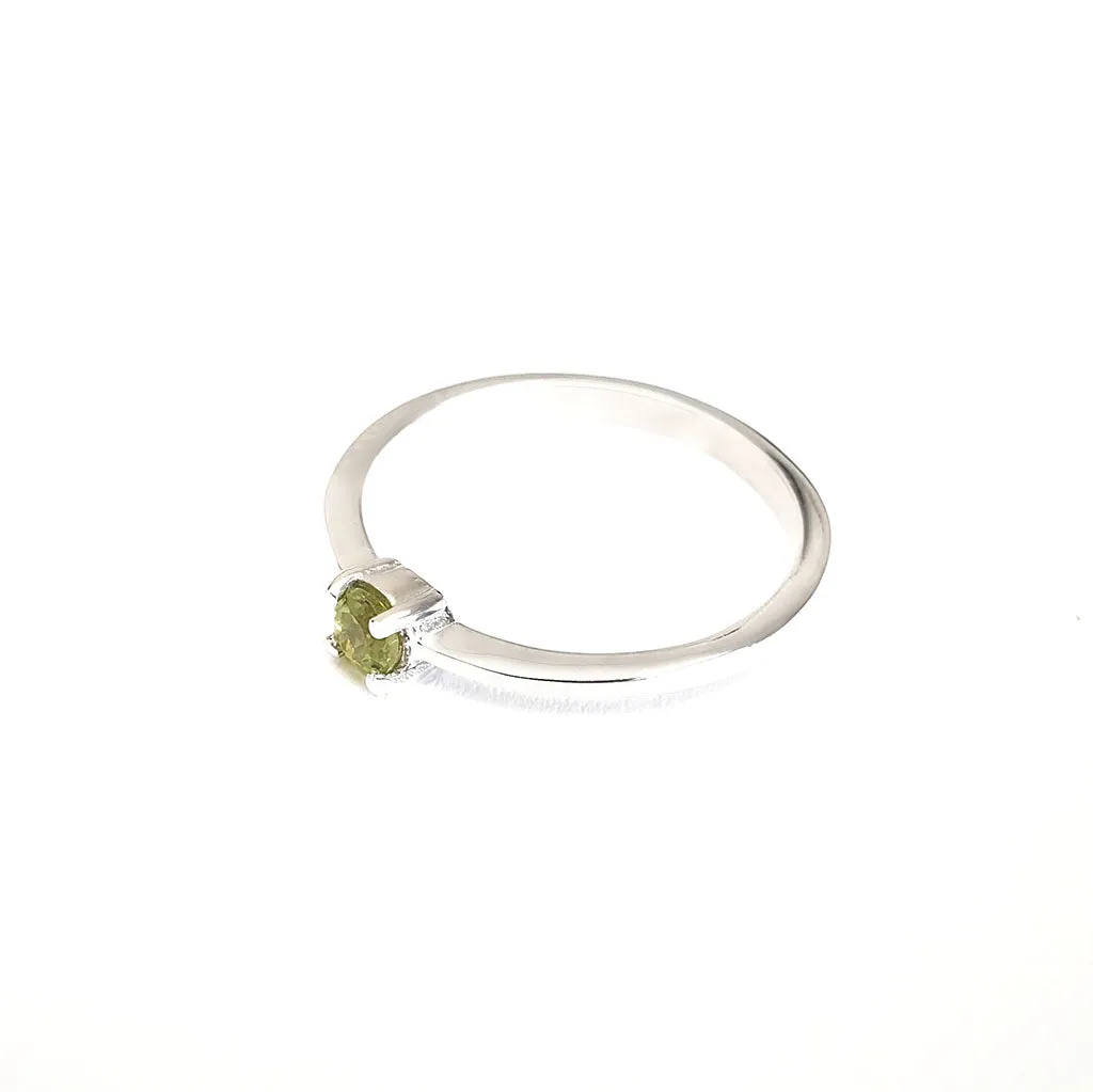 Silver Petite Solitaire Peridot Ring