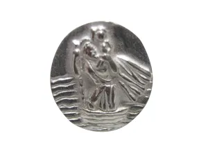 Silver Toned Oval Saint Christopher Adjustable Sized Fashion Ring
