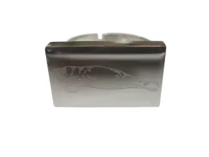 Silver Toned Rectangular Etched Manatee Adjustable Size Fashion Ring