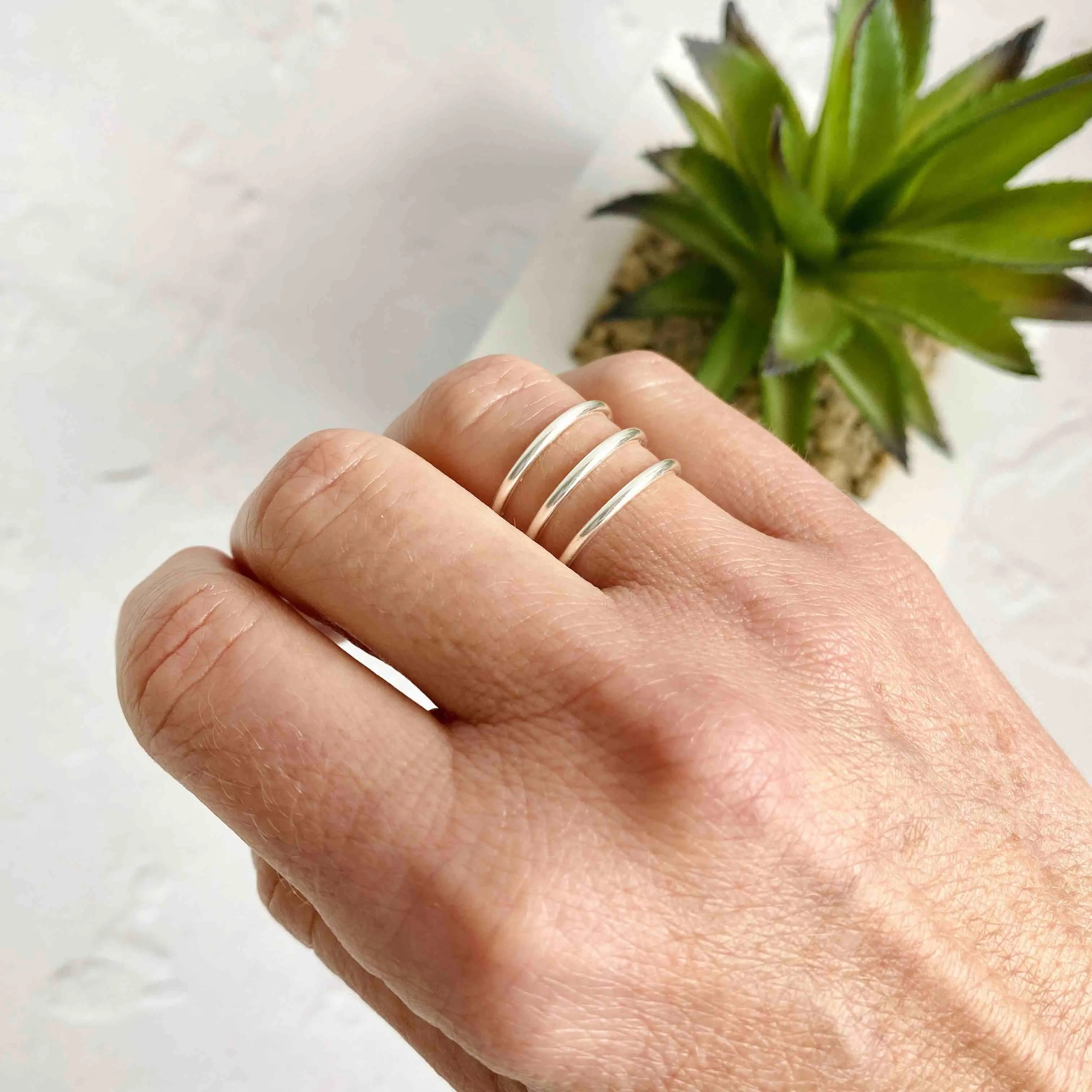 Silver Trio Bar Ring (Adjustable)
