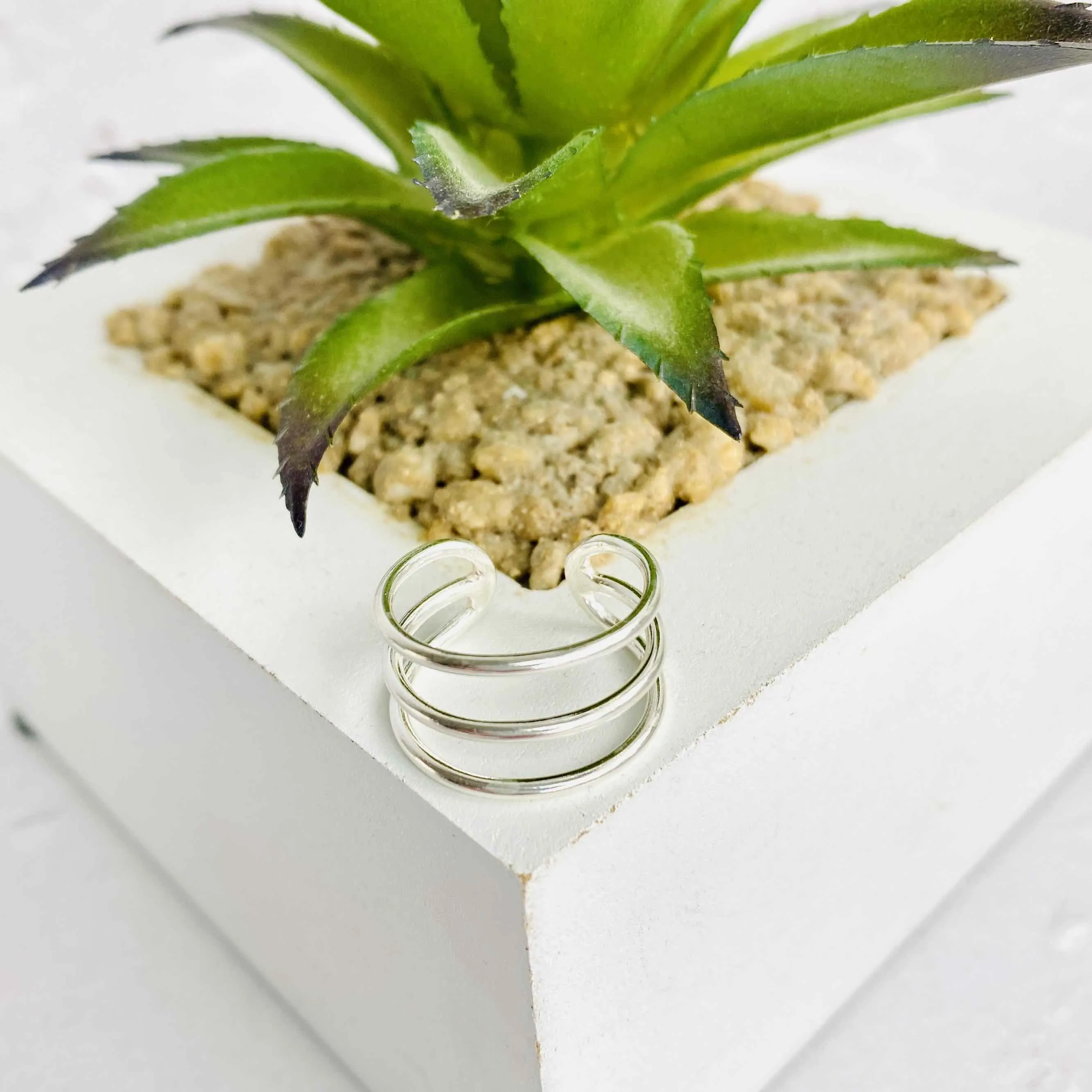 Silver Trio Bar Ring (Adjustable)