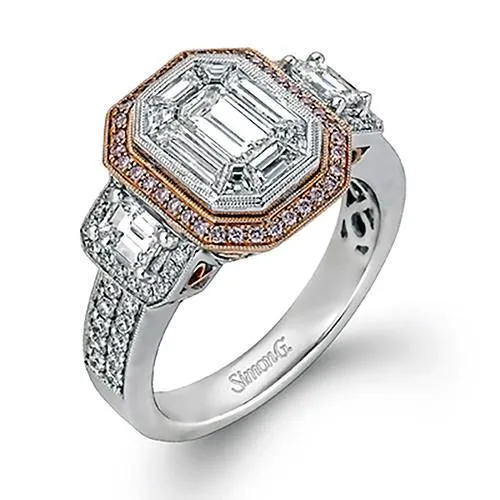 Simon G. 18k Two Tone Gold Diamond Engagement Ring