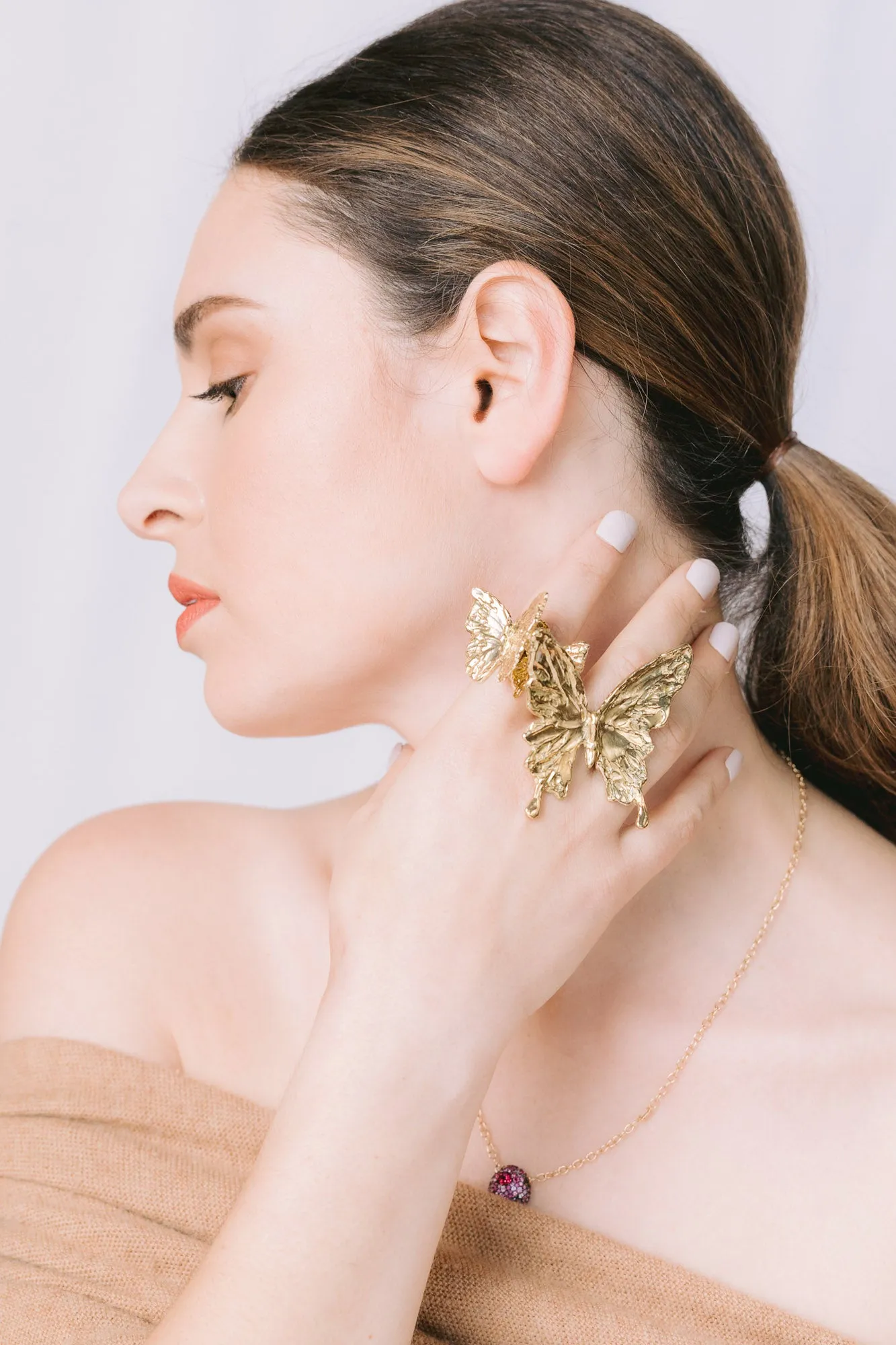 Single Butterfly HOPE Ring in Thai Gold Brass