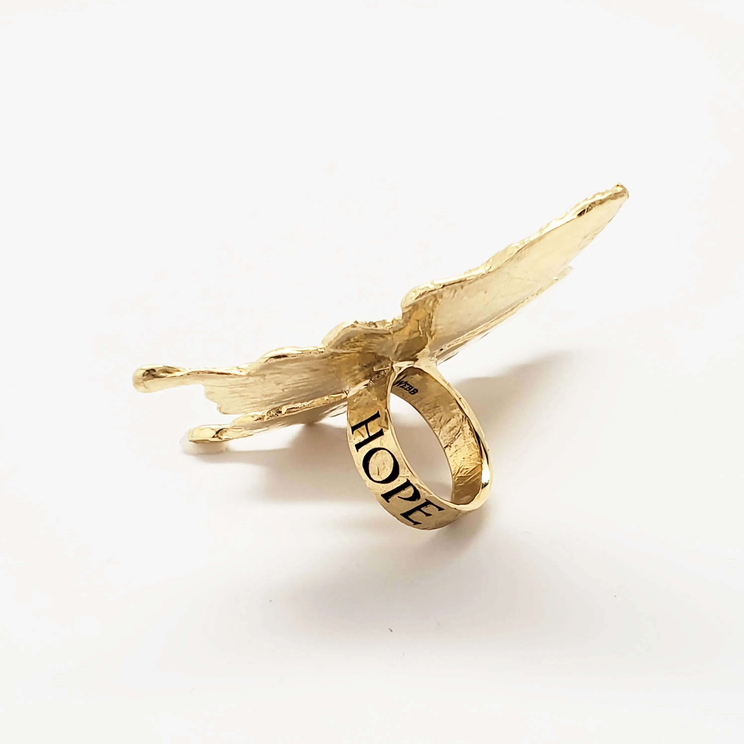Single Butterfly HOPE Ring in Thai Gold Brass