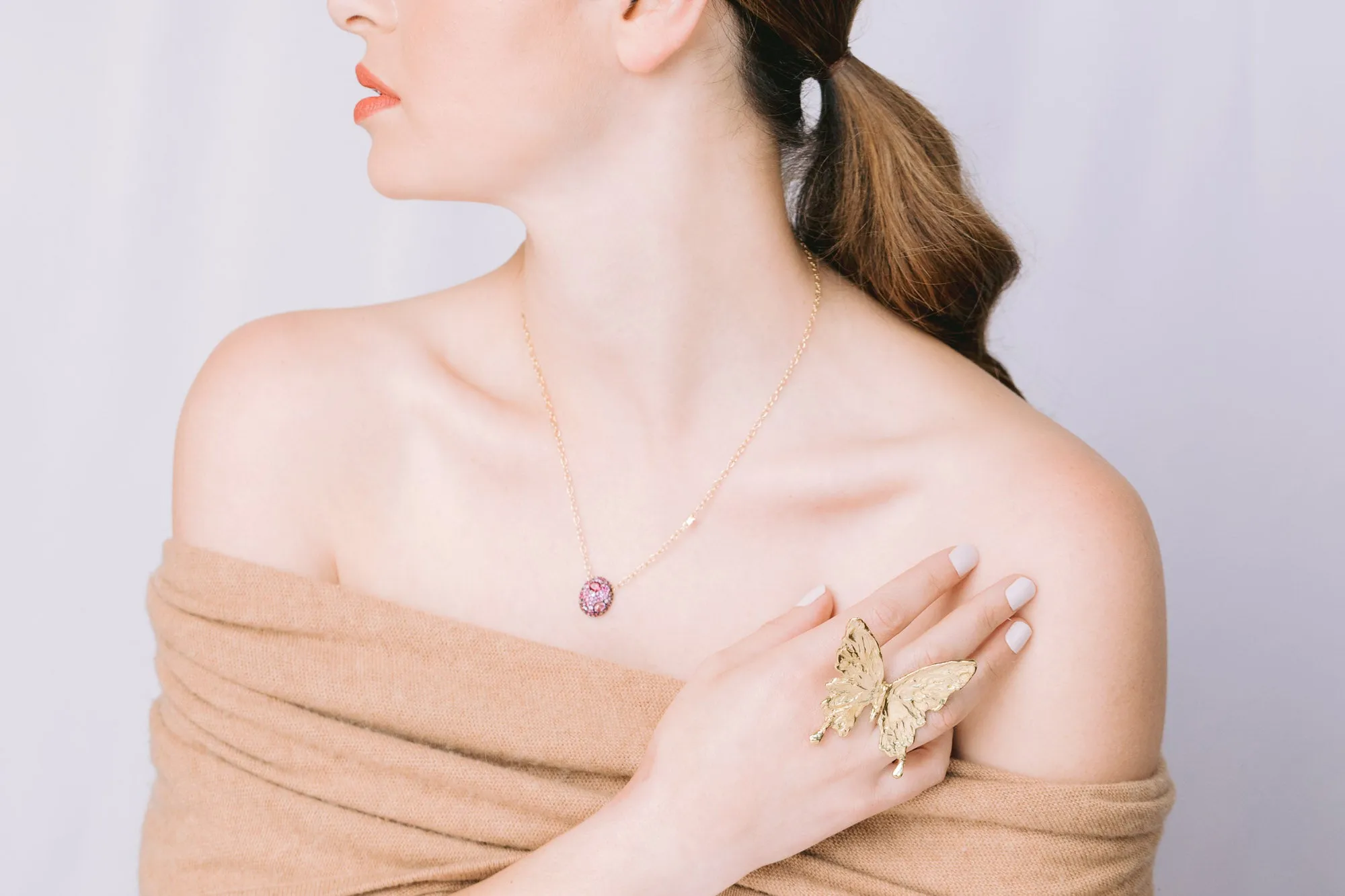 Single Butterfly HOPE Ring in Thai Gold Brass
