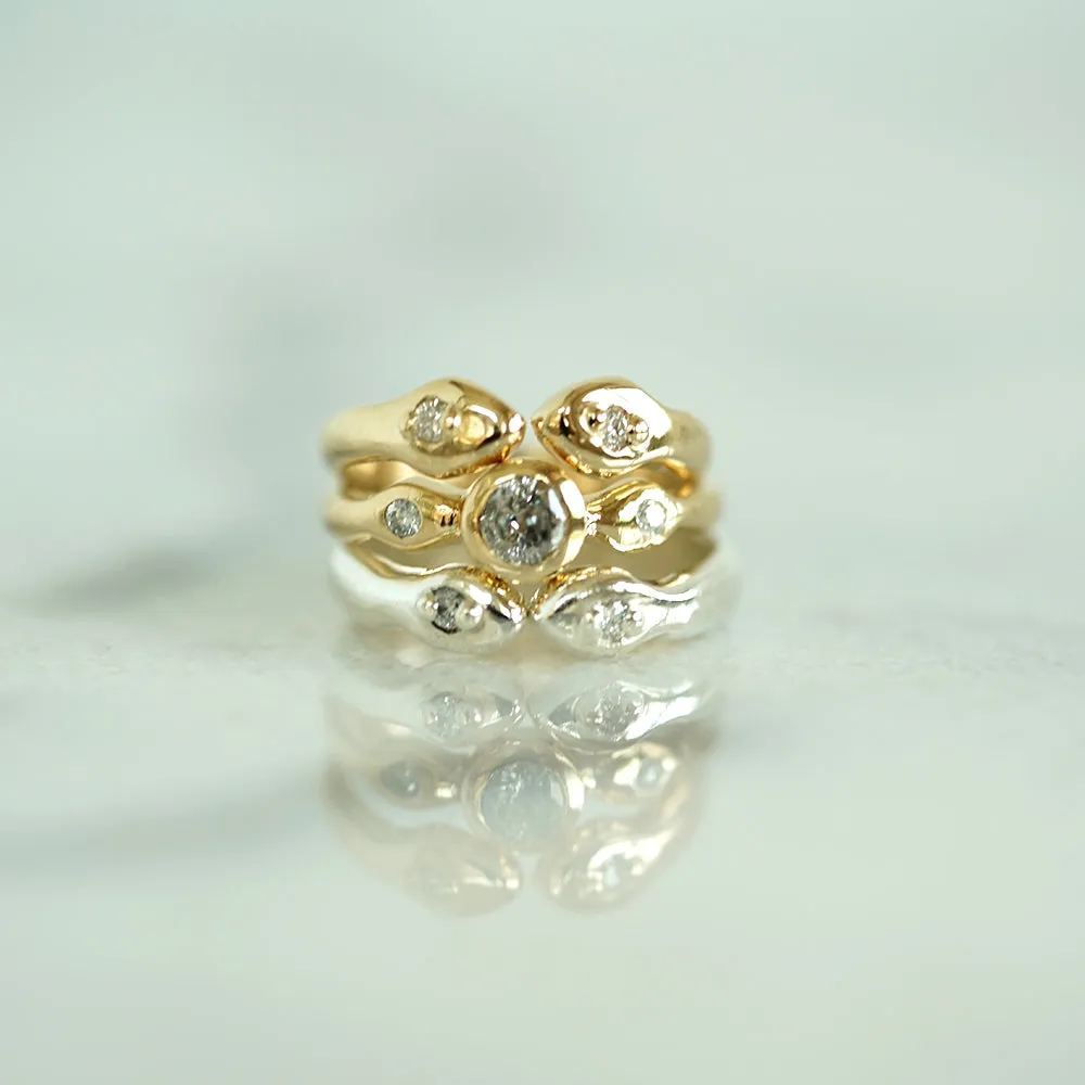 Snake Solitaire gold ring