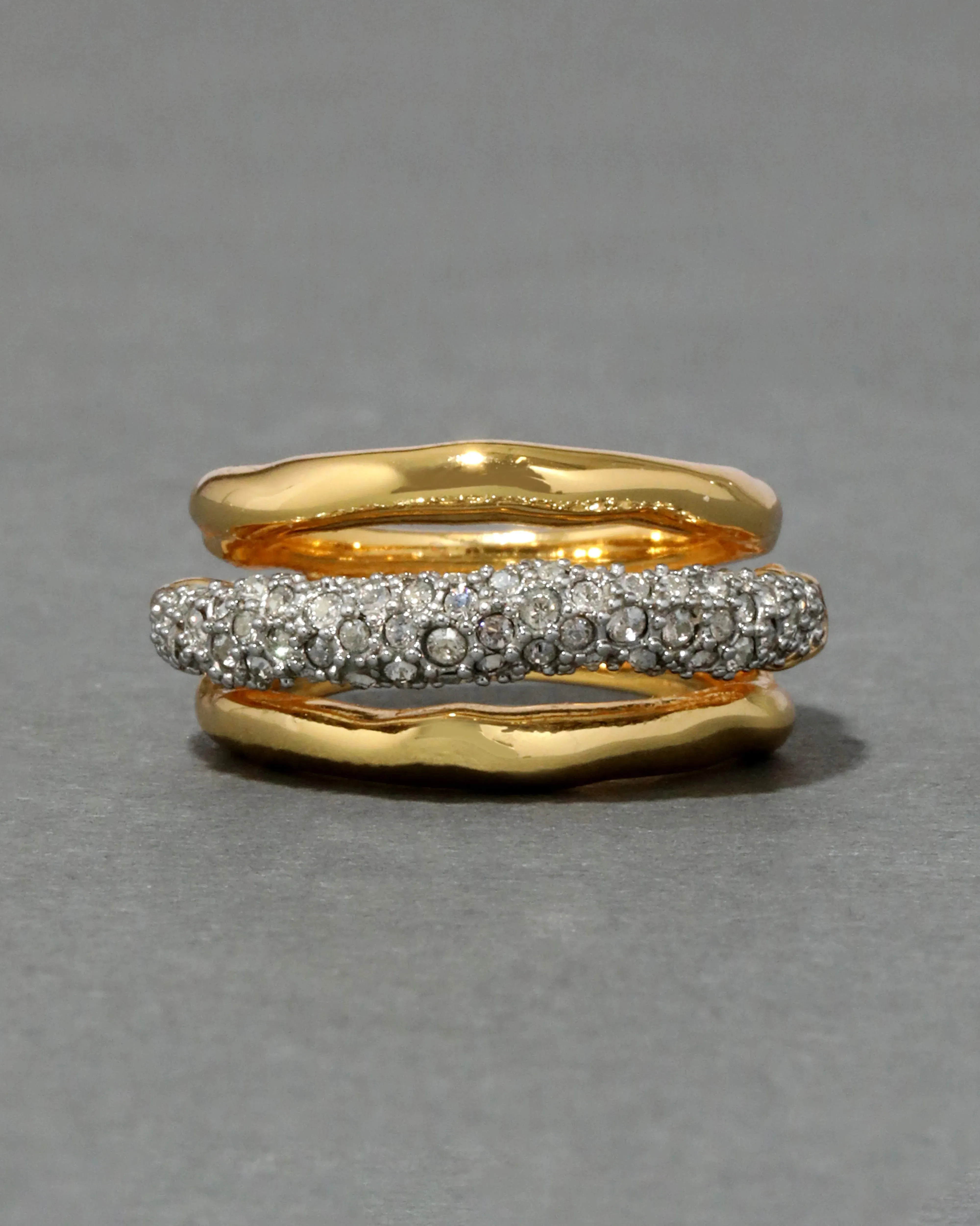 Solanales Crystal Orbiting Ring - Gold - Size 8