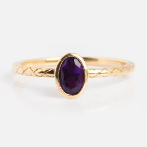 Solid Gold Amethyst Oval Ring