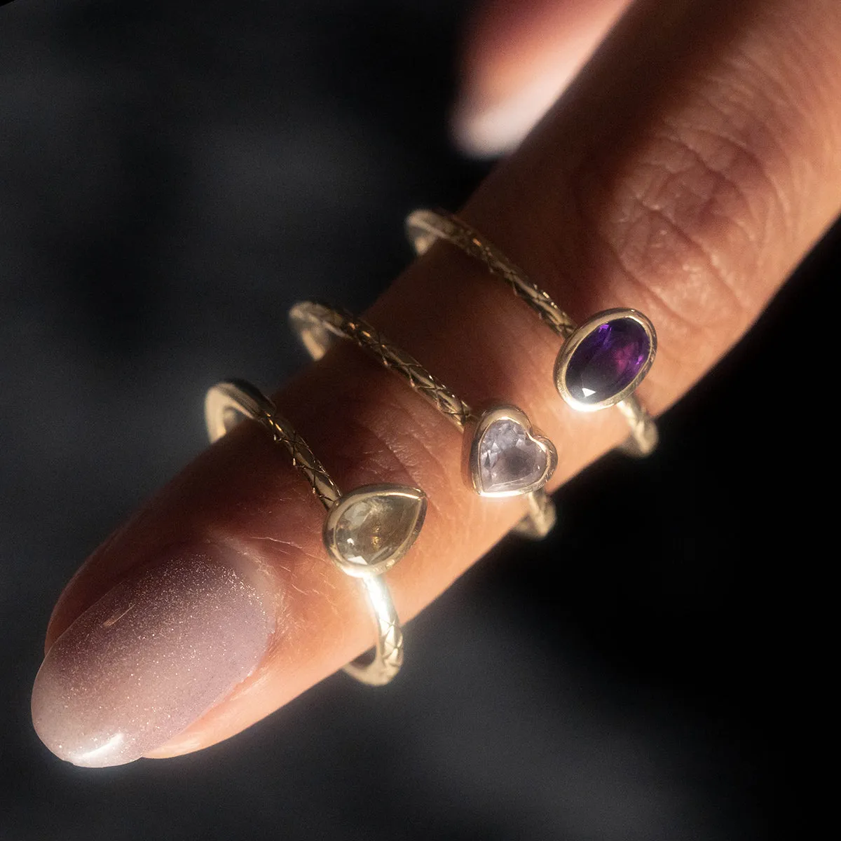 Solid Gold Amethyst Oval Ring