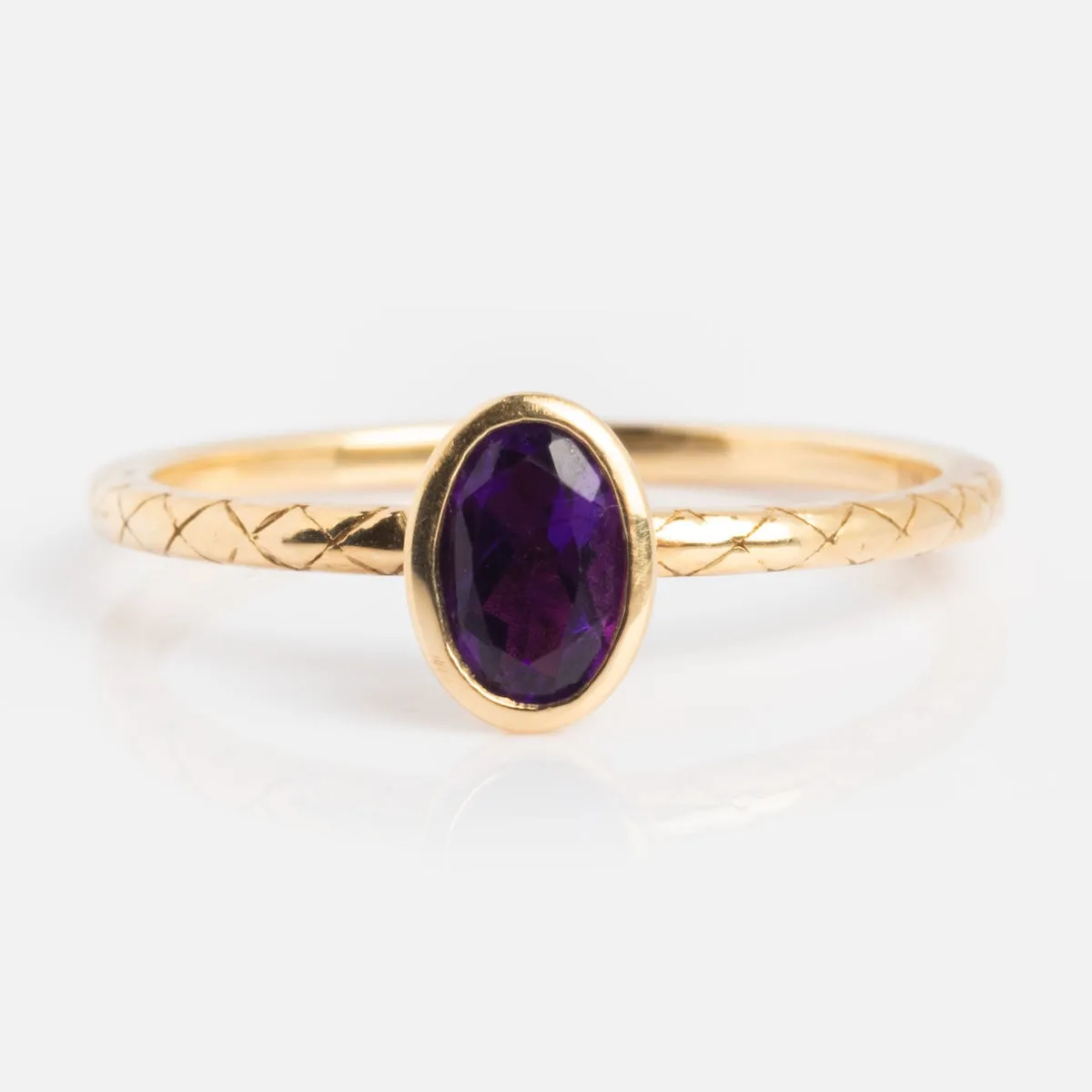 Solid Gold Amethyst Oval Ring