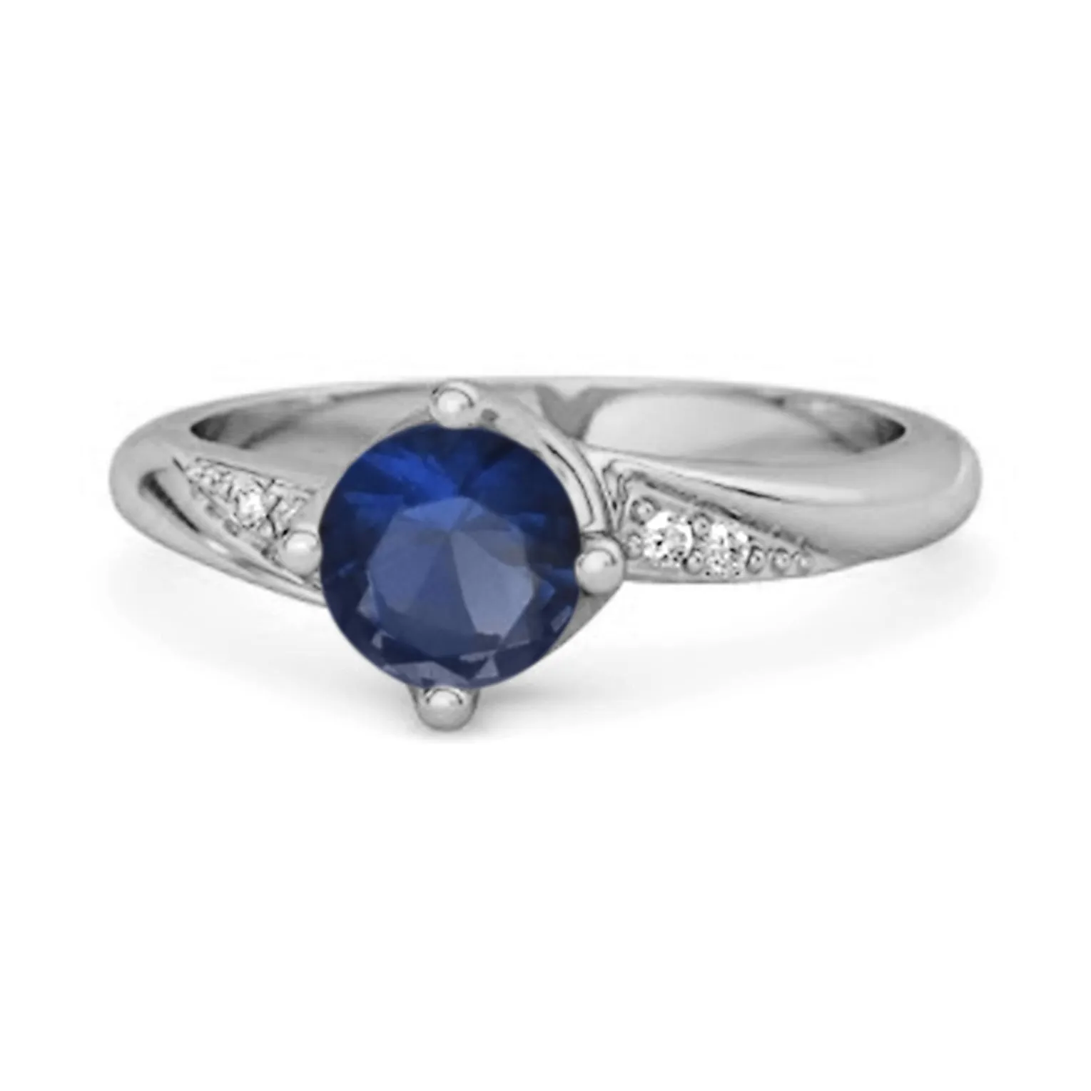 Solitaire 0.25 Ctw Blue Sapphire Accents 925 Sterling Silver Women Ring