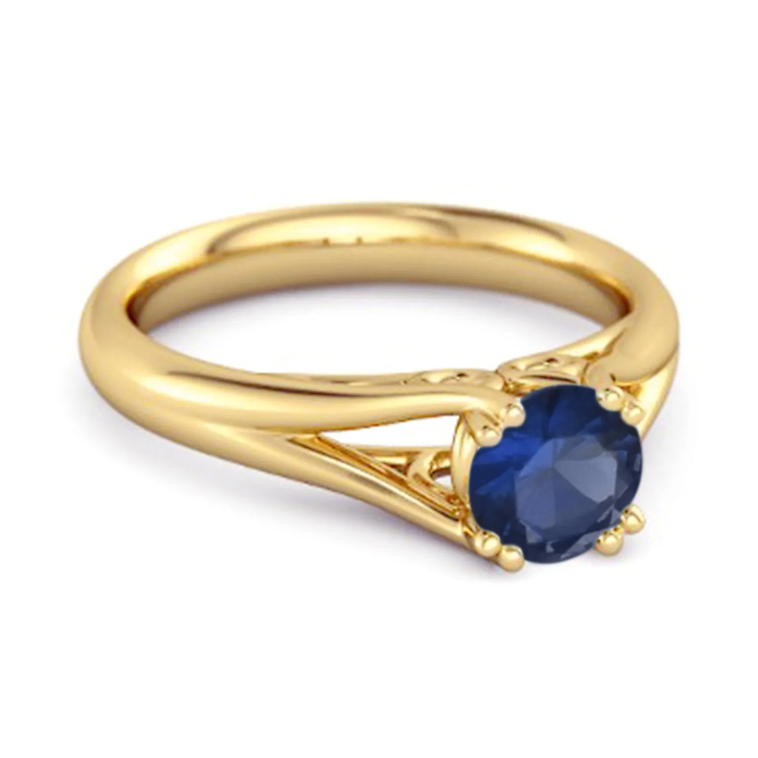 Solitaire 0.25 Ctw Round Blue Sapphire 925 Sterling Silver Split Ring