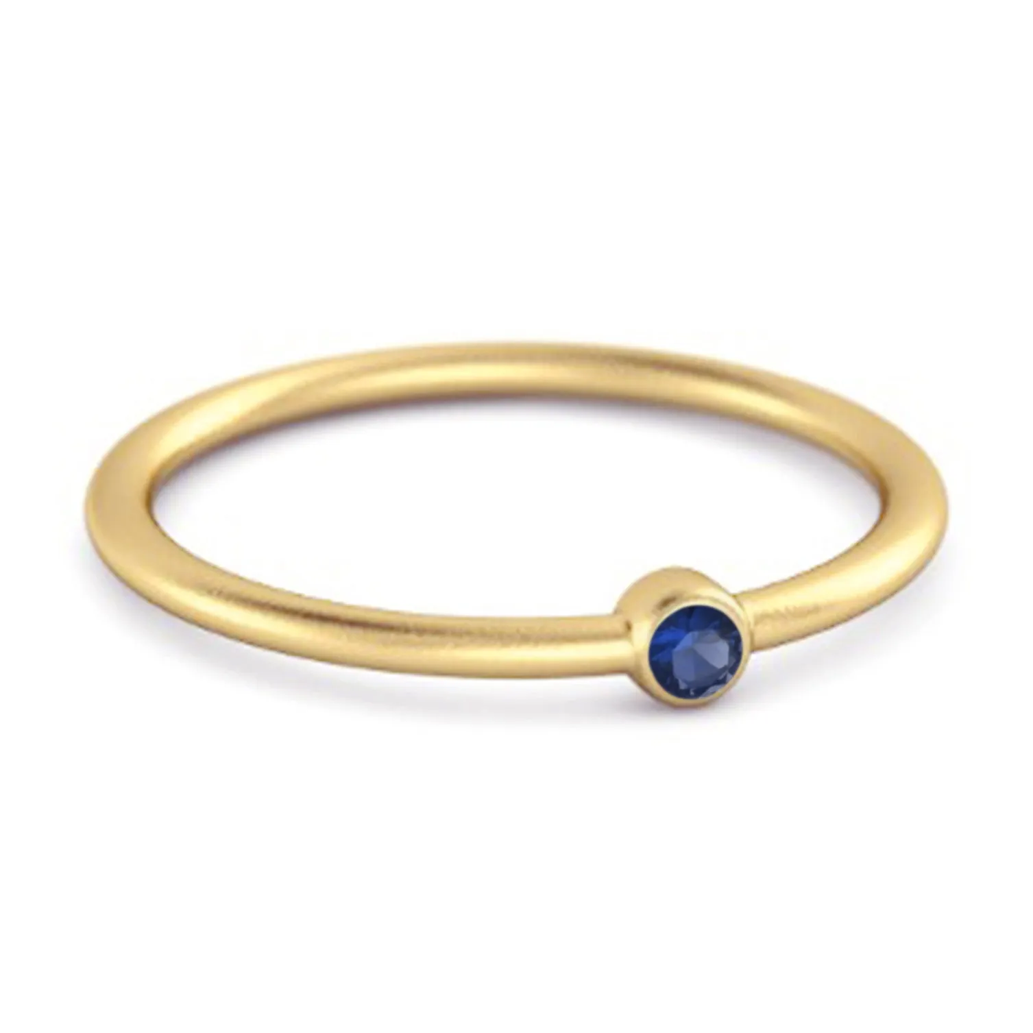 Solitaire 925 Sterling Silver 0.1 Cts Blue Sapphire Stackable Tiny Ring