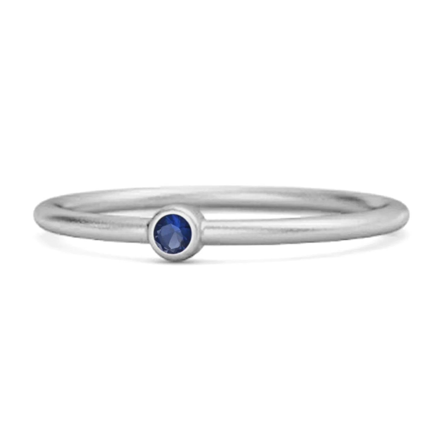 Solitaire 925 Sterling Silver 0.1 Cts Blue Sapphire Stackable Tiny Ring