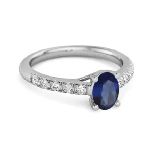 Solitaire Blue Sapphire 925 Sterling Silver Floating Halo Bridal Ring